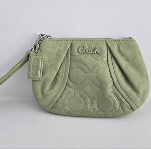 COACH mint green wristlet coin purse